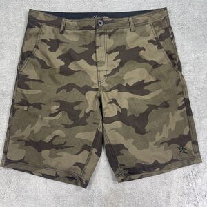 Dahua Hybrid Shorts Mens 36 Multi Camo Stretch Mid Rise Slash Pockets Outdoor